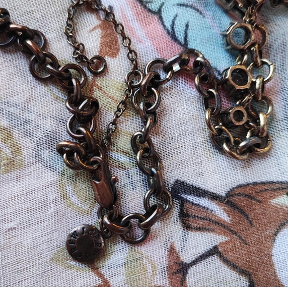 J. Crew Brand Statement Necklace Huge Abstract Apricot Light Rose Stones Brass - Picture 15 of 16